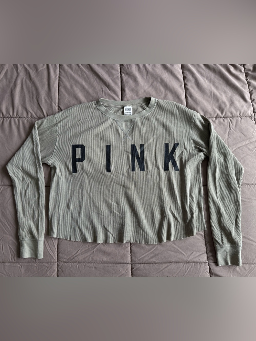 Victoria’s Secret PINK crop waffle knit long sleeve